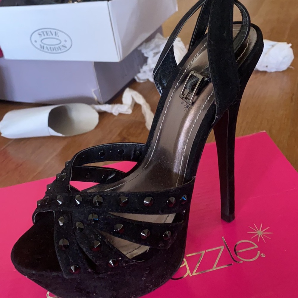 Black strappy heels